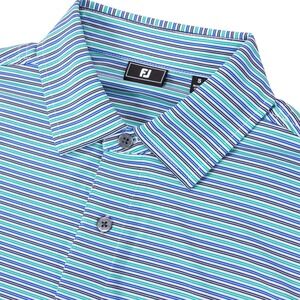 FootJoy Mens Small Blue Green Striped Performance Golf Polo Shirt